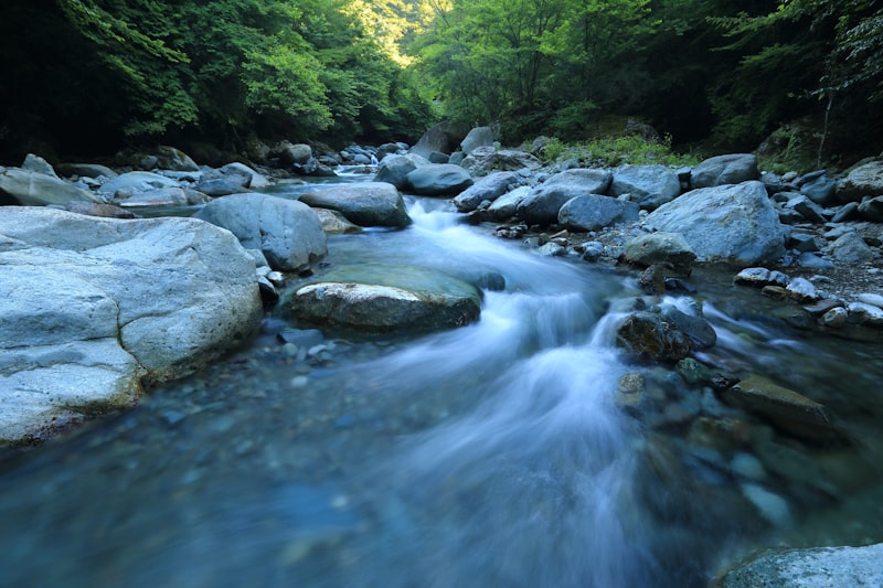 R&iacute;o de monta&ntilde;a corriendo sobre rocas en la Sierra de Cameros, La Rioja, la misma tierra donde se conservan miles de huellas de dinosaurio
